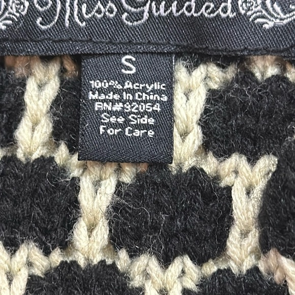 Miss Guided Black/Cream Knit Sweater Swing Jacket Snap Front Small - Picture 10 of 11